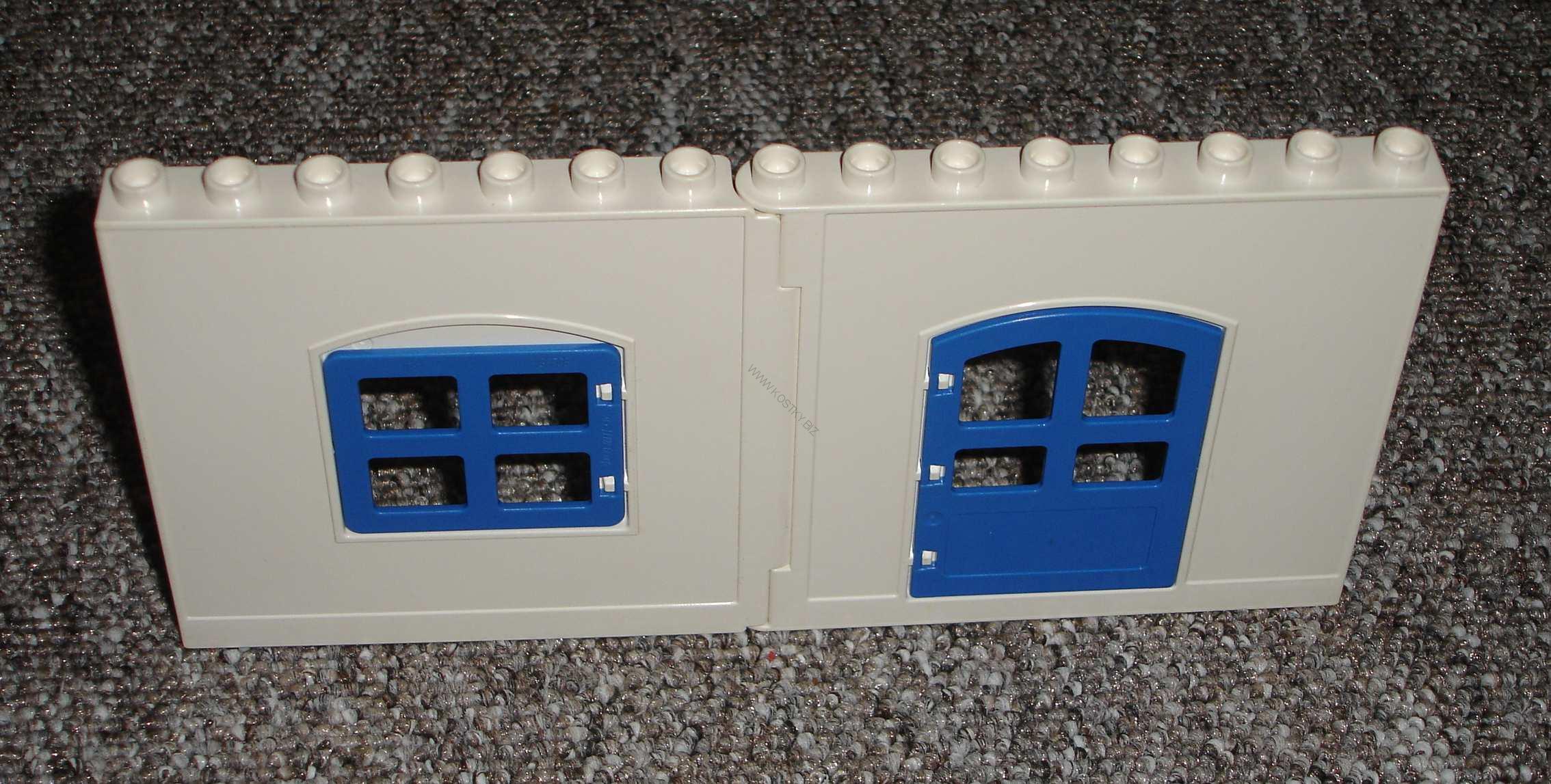 Lego Duplo D35370 rohová stěna bílá s modrým oknem a dveřmi POUŽITÉ