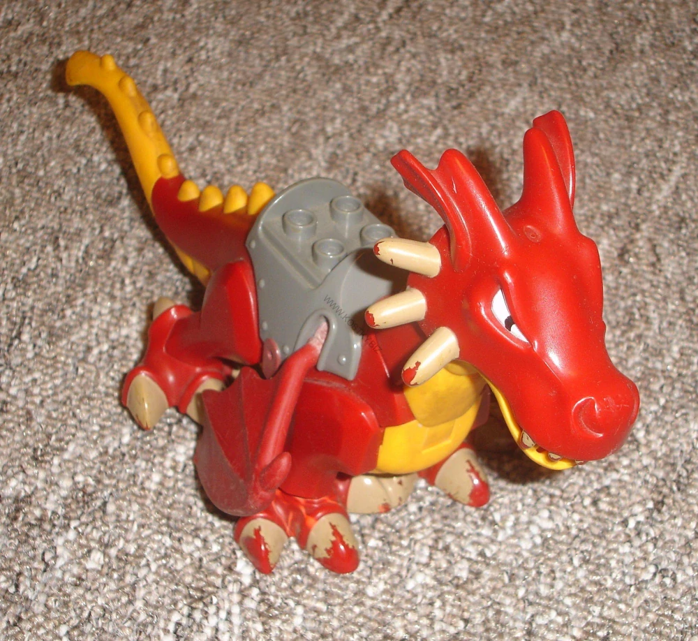 Lego Duplo D01090 (5334c01pb04) drak červený (horší stav viz foto, špatně drží křídla) POUŽITÉ