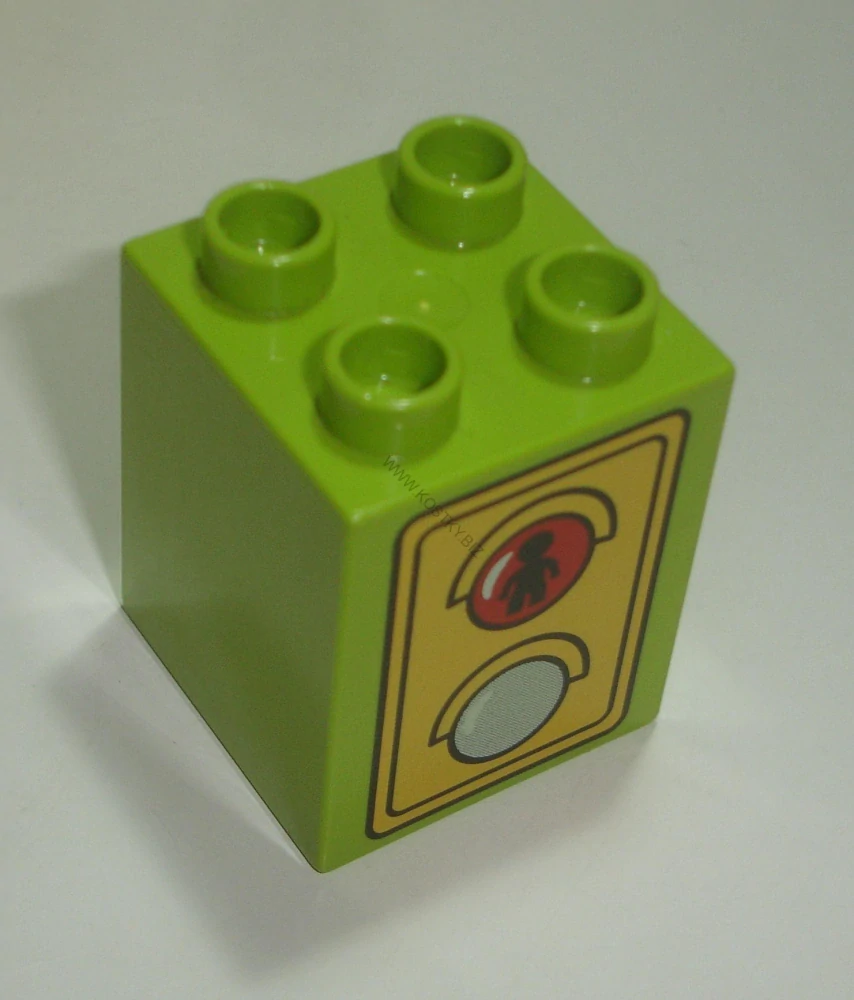 Lego Duplo D14206 (31110pb104) kostka 2x2x2 lime s oboustranným potiskem (semafor) POUŽITÉ