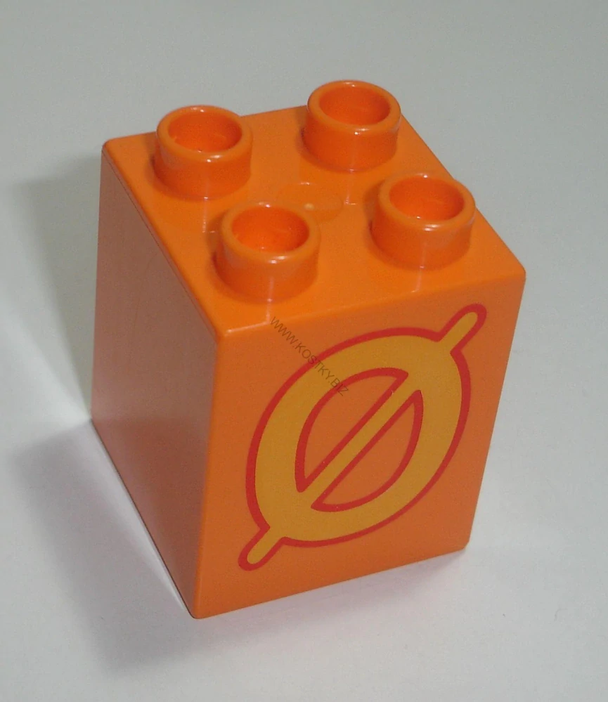 Lego Duplo D14273 kostka 2x2x2 oranžová s oboustranným potiskem (písmeno "Ö") POUŽITÉ