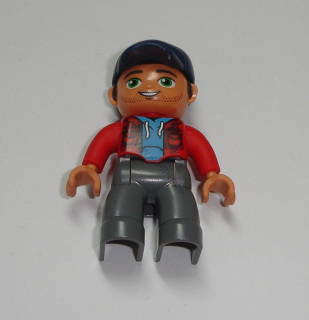 Lego Duplo D80016 (47394pb245) figurka muž v červené bundě POUŽITÉ