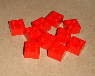 Lego 103300-X (3003) kostka 2x2 10 ks POUŽITÉ