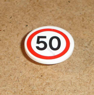 Lego 939026 (30261pb017) dopravní značka s nálepkou "50" 1 ks POUŽITÉ
