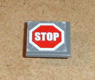 Lego 939206 (30258pb010) dopravní značka s nálepkou "STOP" 1 ks POUŽITÉ