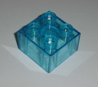 Lego Duplo D10093 (3437) kostka 2x2 průhl. sv. modrá 1 ks POUŽITÉ