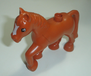 Lego Duplo D00650C (1376pb01) kůň velký tm. oranžový NOVÉ