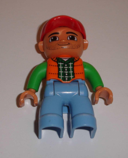 Lego Duplo D80015 (47394pb166) figurka muž v oranžové vestě POUŽITÉ