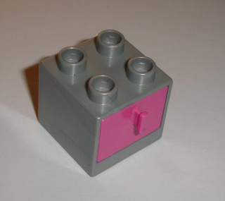 Lego Duplo D35620 (4890, 4891) pearl sv. šedá kostka 2x2 s růžovým šuplíkem POUŽITÉ
