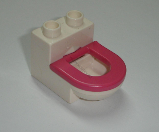 Lego Duplo D35700-2 bílý záchod s tm.růžovým prkýnkem (lehce zežloutlé) POUŽITÉ