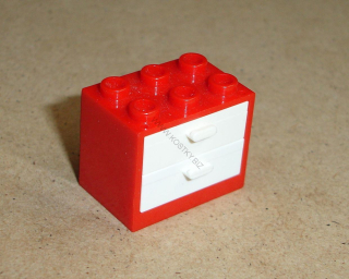 Lego 925027-2 (4532b, 4536) polička, skříňka 2x3x2 s 2 bílými šuplíky POUŽITÉ