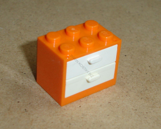 Lego 925057-3 (4532a, 4536) polička, skříňka 2x3x2 s bílými šuplíky POUŽITÉ