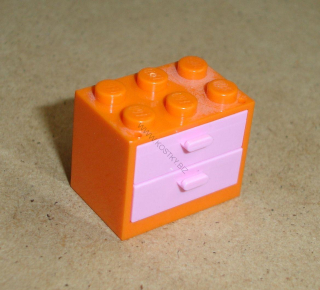 Lego 925057-4 (4532a, 4536) polička, skříňka 2x3x2 s růžovými šuplíky POUŽITÉ