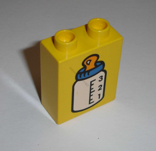 Lego Duplo D11011 (4066pb027) kostka 1x2x2 s potiskem (láhev mléka) POUŽITÉ