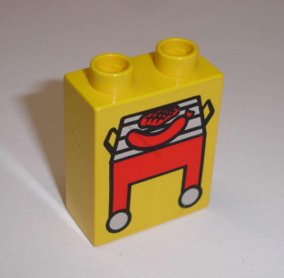 Lego Duplo D11060 (4066pb061) kostka 1x2x2 s potiskem (gril) POUŽITÉ