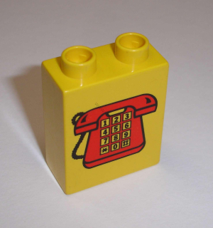 Lego Duplo D11072 (4066pb100) kostka 1x2x2 s potiskem (telefon) POUŽITÉ