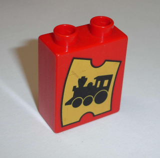 Lego Duplo D11227 (4066pb110) kostka 1x2x2 s potiskem (vlak) POUŽITÉ