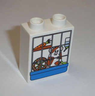 Lego Duplo D11272 (4066pb338) kostka 1x2x2 s potiskem (křeček v kleci) POUŽITÉ