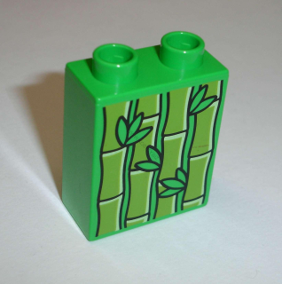 Lego Duplo D11450 (76371pb046) kostka 1x2x2 s potiskem (bambus) POUŽITÉ