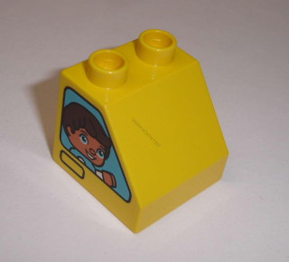 Lego Duplo D12613 (6474pb37) kostka 2x2 šikmá (člověk v okně z obou stran) POUŽITÉ