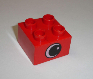 Lego Duplo D13052 (3437pe1) kostka 2x2 s potiskem (oko na obou stranách) POUŽITÉ
