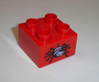 Lego Duplo D13057 (3437pb052) kostka 2x2 s potiskem (pavouk) POUŽITÉ
