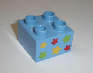 Lego Duplo D13090 (3437pb043) kostka 2x2 s potiskem (hvězdičky) POUŽITÉ