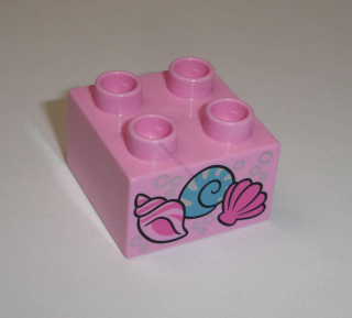Lego Duplo D13130 (3437pb044) kostka 2x2 s potiskem (mušle a lastury) POUŽITÉ