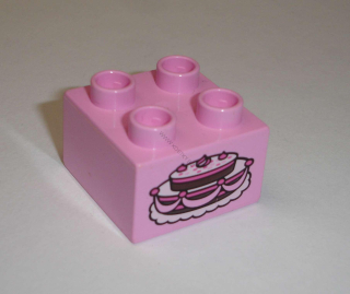 Lego Duplo D13131 (3437pb057) kostka 2x2 s potiskem (dort s polevou) POUŽITÉ