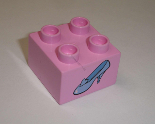Lego Duplo D13132 (3437pb040) kostka 2x2 s potiskem (střevíc od Popelky) POUŽITÉ