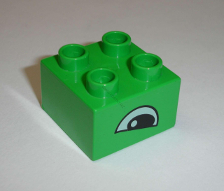 Lego Duplo D13174 (3437pb010) kostka 2x2 s potiskem (oko na dvou stranách) POUŽITÉ