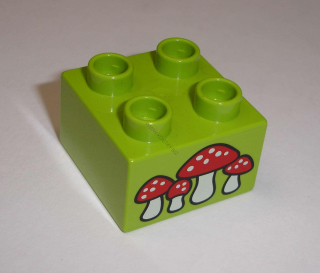 Lego Duplo D13191 (3437pb074) kostka 2x2 s potiskem (houby) POUŽITÉ