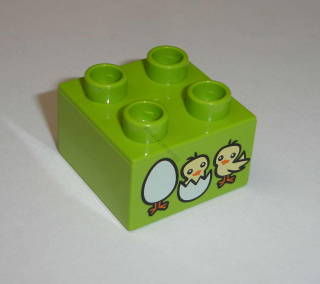Lego Duplo D13193 (3437pb050) kostka 2x2 s potiskem (líhnutí kuřátek) POUŽITÉ