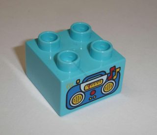 Lego Duplo D13232 (3437pb058) kostka 2x2 s potiskem (rádio) POUŽITÉ