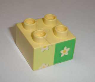 Lego Duplo D13320 (3437pb003) kostka 2x2 s potiskem (květinová tapeta) POUŽITÉ