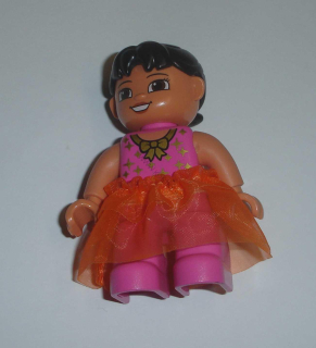 Lego Duplo D80656 (47394pb153, 11836) figurka akrobatka z cirkusu se sukní POUŽITÉ