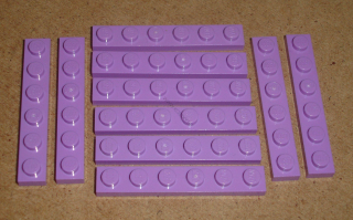 Lego 201385-X (3666) destička, podložka 1x6 10 ks POUŽITÉ