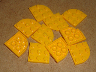 Lego 700492-X (30357) kulatá destička 3x3 čtvrtkruh 10 ks POUŽITÉ