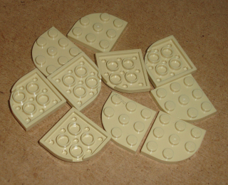 Lego 700507-X (30357) kulatá destička 3x3 čtvrtkruh 10 ks POUŽITÉ