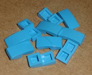 Lego 701133-3X (11477) šikmá, zakulacená 2x1 10 ks POUŽITÉ