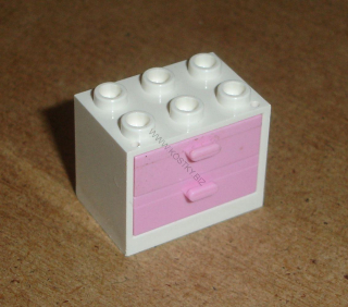 Lego 925033-5 (4532b, 4536) polička, skříňka 2x3x2 se šuplíky (bright pink) POUŽITÉ