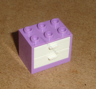Lego 925023-2 (4532b, 4536) polička, skříňka 2x3x2 s 2 bílými šuplíky POUŽITÉ