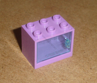 Lego 925023-3 (4532b, 4533) polička, skříňka 2x3x2 s dvířky (trans-light blue) POUŽITÉ