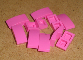 Lego 701136-3X (11477) šikmá, zakulacená 2x1 10 ks POUŽITÉ