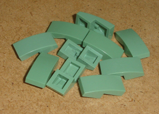 Lego 701136-6X (11477) šikmá, zakulacená 2x1 10 ks POUŽITÉ