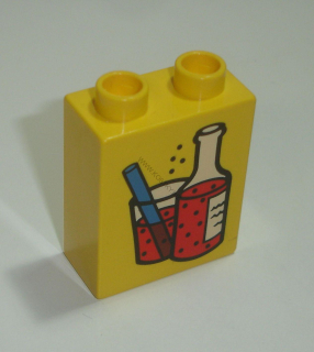 Lego Duplo D11083 (4066pb049) kostka 1x2x2 s potiskem (limonáda se sklenicí) POUŽITÉ