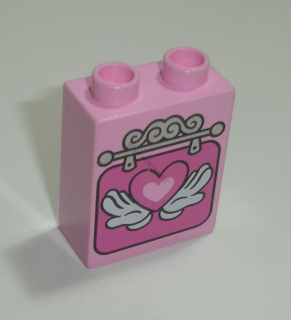 Lego Duplo D11581 (4066pb480) kostka 1x2x2 s potiskem (srdce) POUŽITÉ