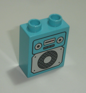 Lego Duplo D11622 (4066pb660) kostka 1x2x2 s potiskem (rádio) POUŽITÉ