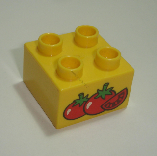 Lego Duplo D13020 (3437pb087) kostka 2x2 s potiskem (rajčata) POUŽITÉ