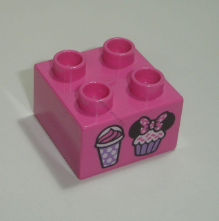 Lego Duplo D13152 (3437pb082) kostka 2x2 s potiskem (Minnie - zmrzlina) POUŽITÉ