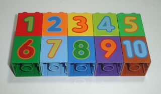 Lego Duplo D14501-X kostka 2x2x2 s potiskem 10 ks (čísla 1 - 10) POUŽITÉ
